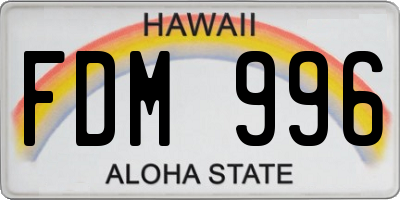 HI license plate FDM996
