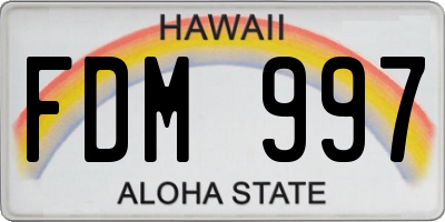 HI license plate FDM997