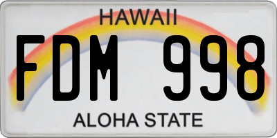HI license plate FDM998