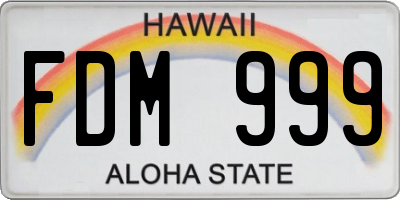 HI license plate FDM999