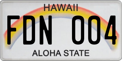 HI license plate FDN004