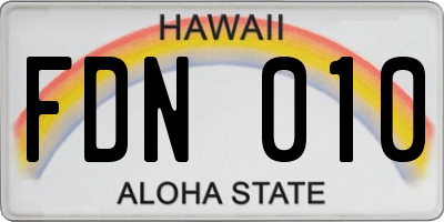 HI license plate FDN010