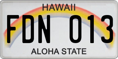 HI license plate FDN013