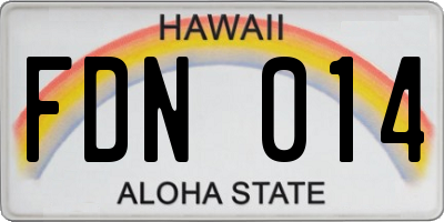 HI license plate FDN014