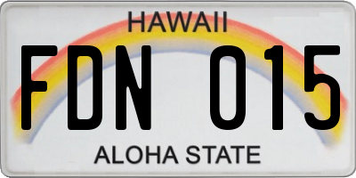 HI license plate FDN015