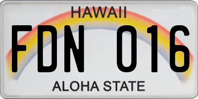 HI license plate FDN016