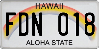 HI license plate FDN018