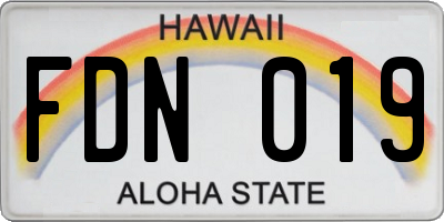 HI license plate FDN019