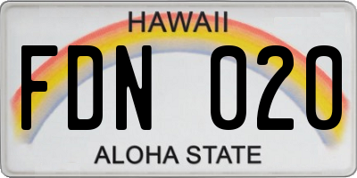 HI license plate FDN020