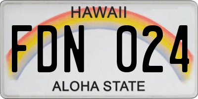 HI license plate FDN024