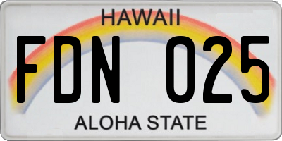 HI license plate FDN025