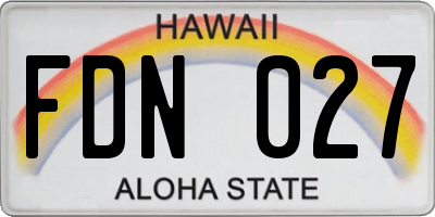 HI license plate FDN027