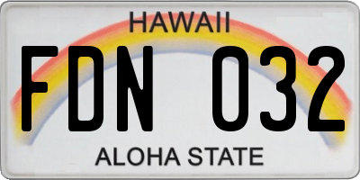 HI license plate FDN032