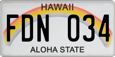 HI license plate FDN034