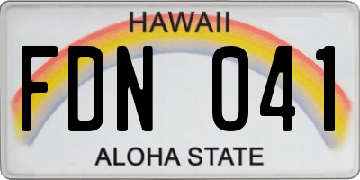 HI license plate FDN041