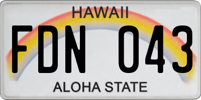 HI license plate FDN043
