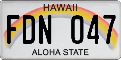 HI license plate FDN047