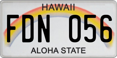 HI license plate FDN056