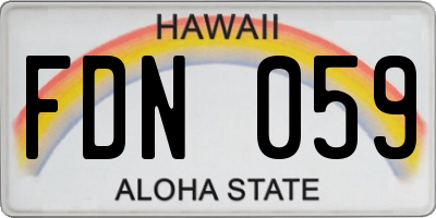 HI license plate FDN059