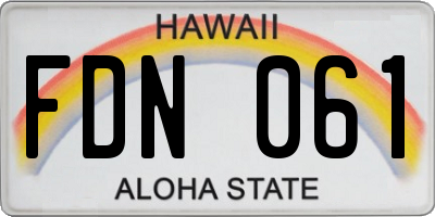 HI license plate FDN061