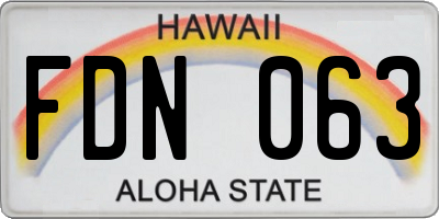 HI license plate FDN063