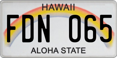 HI license plate FDN065