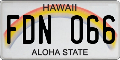 HI license plate FDN066