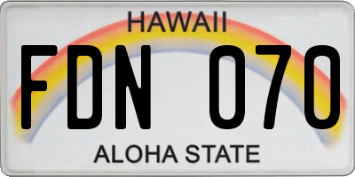 HI license plate FDN070