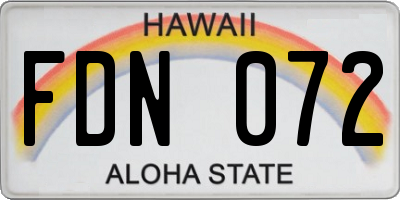 HI license plate FDN072