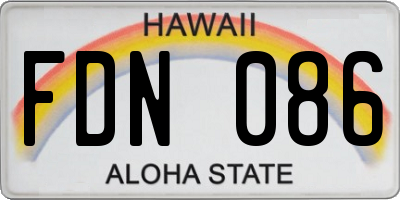HI license plate FDN086