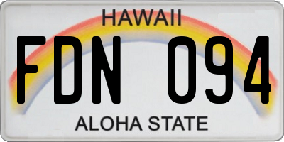 HI license plate FDN094