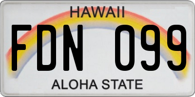 HI license plate FDN099
