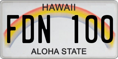 HI license plate FDN100