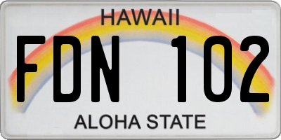 HI license plate FDN102