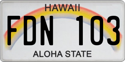 HI license plate FDN103