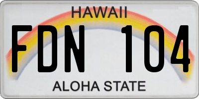 HI license plate FDN104