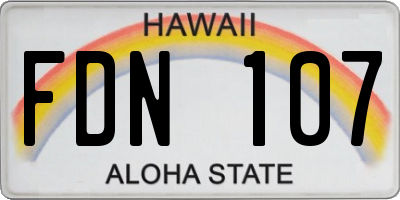 HI license plate FDN107