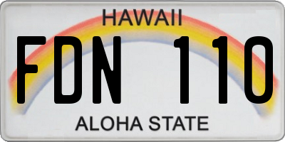 HI license plate FDN110