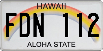HI license plate FDN112