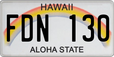 HI license plate FDN130
