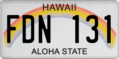 HI license plate FDN131