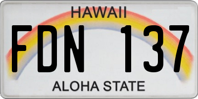 HI license plate FDN137