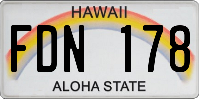HI license plate FDN178