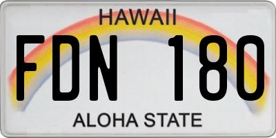HI license plate FDN180