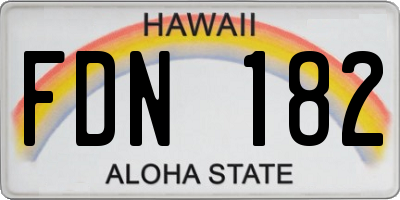 HI license plate FDN182