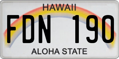 HI license plate FDN190