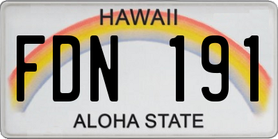 HI license plate FDN191