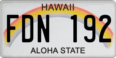 HI license plate FDN192