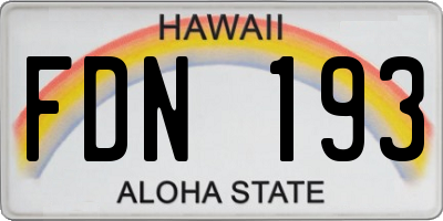 HI license plate FDN193