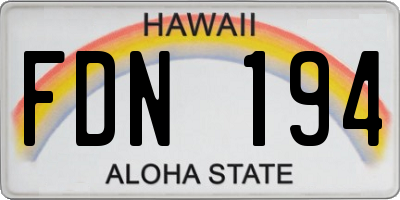 HI license plate FDN194
